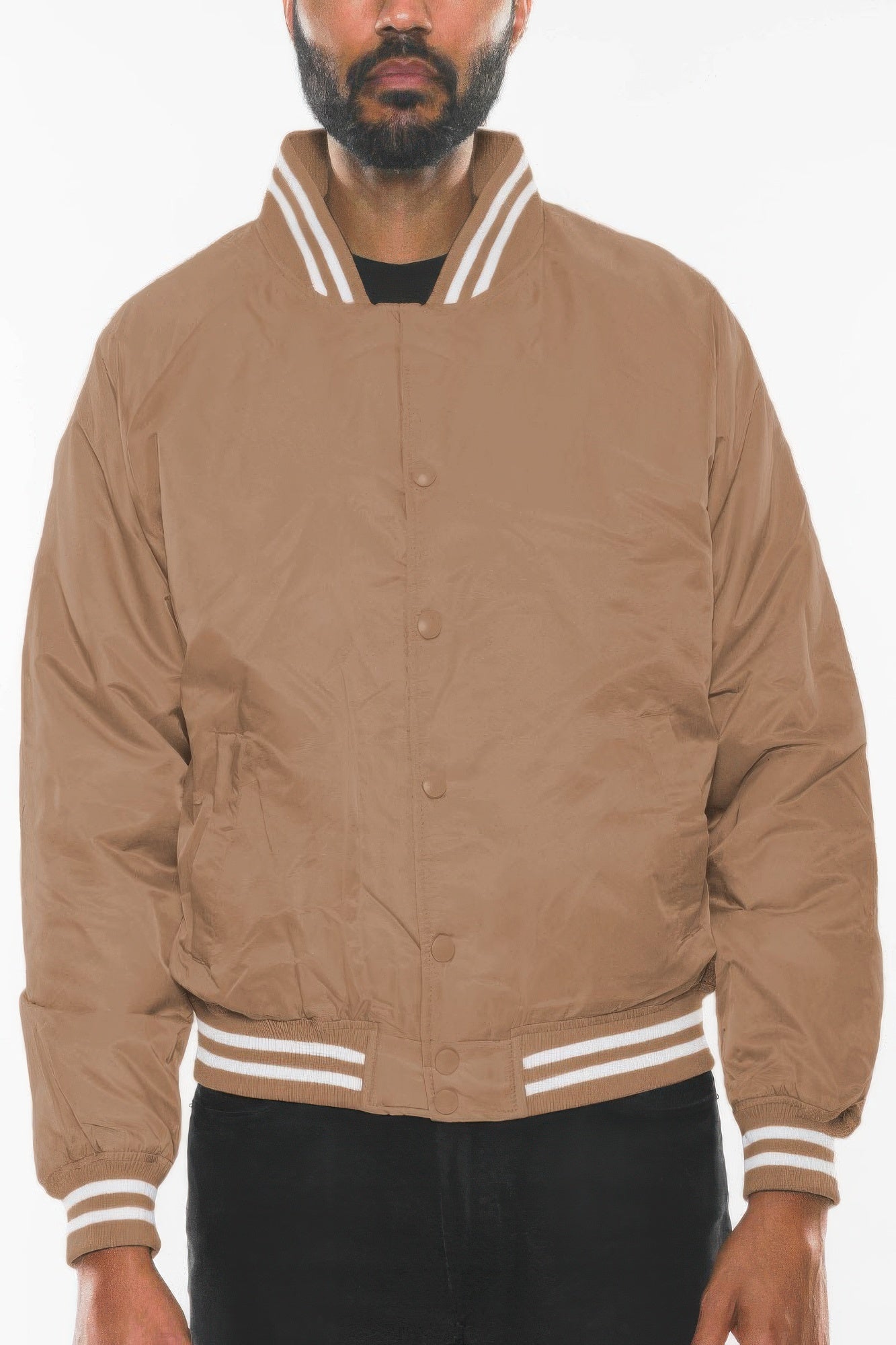 Mens Polyester Windbreaker Winter Bomber Jacket